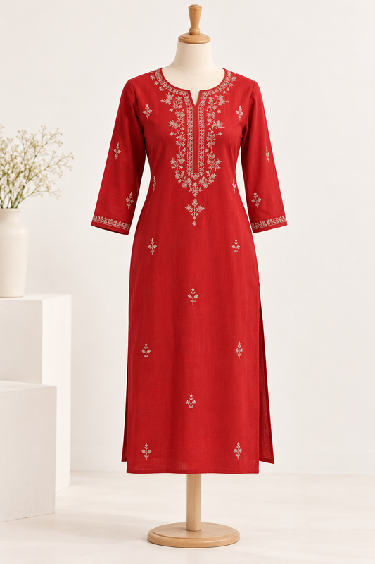 Embroidered Straight Kurti